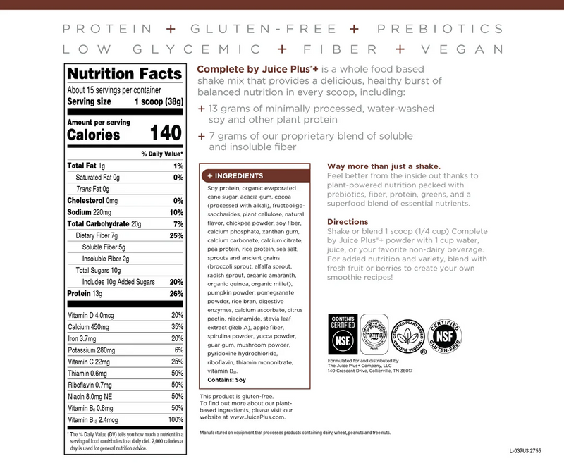 Complete by Juice Plus+ Dutch Chocolate Shake